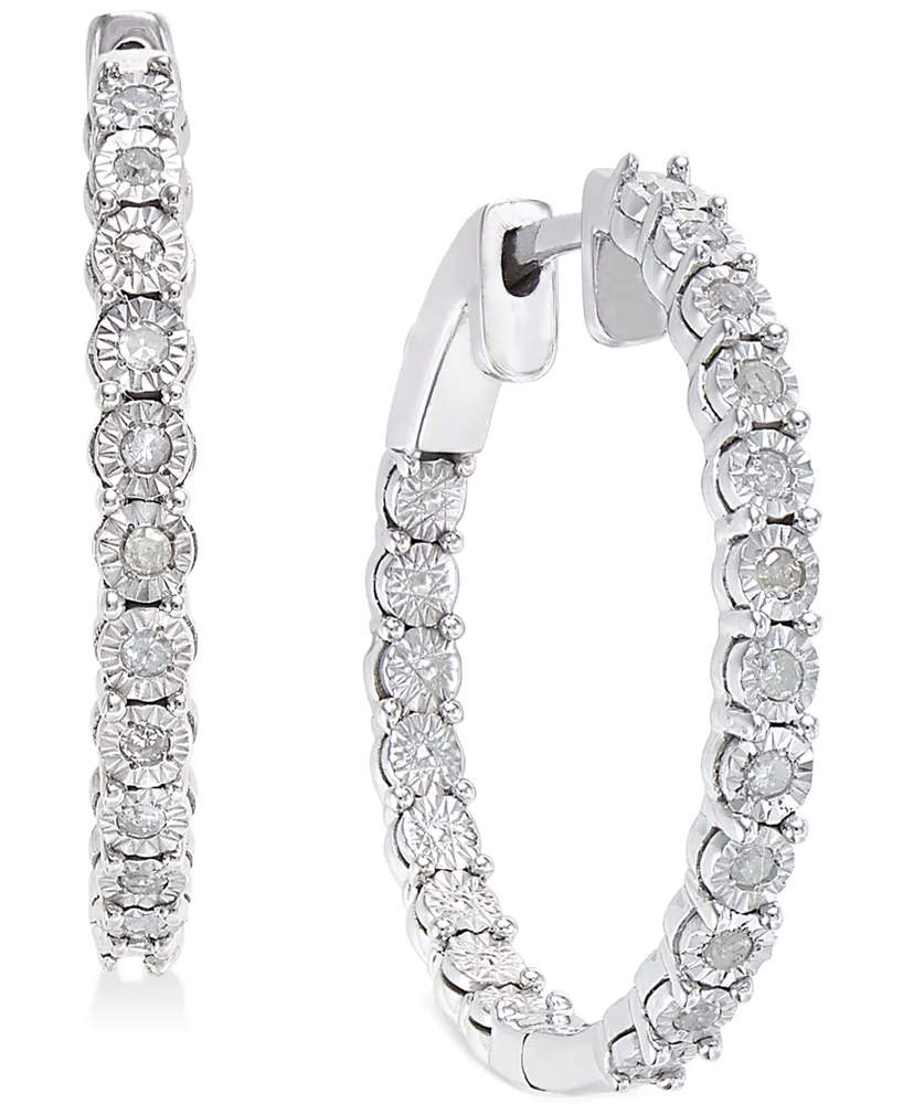 Diamond Hoop Earrings (1/4 ct. t.w.) in Sterling Silver