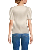 Lands' End Women's Puff Sleeve Mariner Square Neck Top