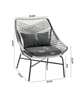 Manhattan Comfort 33.7" 5-Pc. Metal Ashland Modern Upholstered Patio Conversation Set