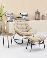 Manhattan Comfort 31" -Pc. Metal Benson Modern Upholstered Patio Rocking Chair Set