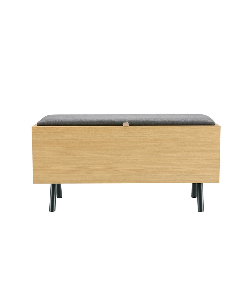 Manhattan Comfort 18.1" Wood Paloma Modern Upholstered Accent Storage Bench