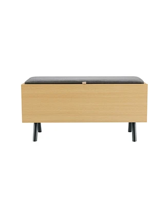 Manhattan Comfort 18.1" Wood Paloma Modern Upholstered Accent Storage Bench