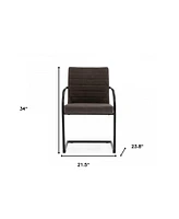 Set of 2 Faux Leather Industrial Dining Chairs for Home or Office Seating