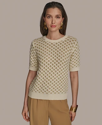 Donna Karan New York Women's Two-Tone Honeycomb Sweater