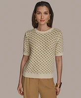 Donna Karan New York Women's Two-Tone Honeycomb Sweater