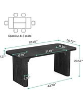 Tribesigns Dining Table for 4-6, Rectangular Wood Kitchen with Double Pedestal, 62-Inch Dinner Room, Living Easy Assembly