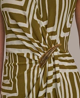Donna Karan New York Women's Printed V-Neck Sleeveless Dress