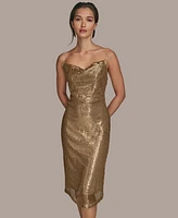 Donna Karan New York Women's Cowl-Neck Sleeveless Sequin Dress