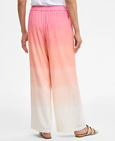 Jm Collection Women's Ombre Crinkle Wide-Leg Pants, Exclusively at Macy's