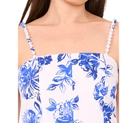 1.state Women's Printed Beaded-Strap Drop-Waist Midi Dress