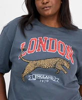 Rebellious One Trendy Plus Cotton Short-Sleeve Cheetah London England Graphic T-Shirt