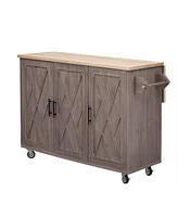 Geometric Kitchen Island with Drop Leaf, Storage, and Towel Rack