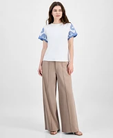 T Tahari Women's Printed Short-Sleeve Top