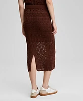 And Now This Women's Crochet Pull-On Cotton Midi Skirt