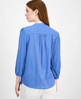 Tommy Hilfiger Women's Dobby Cotton Pintucked Tunic