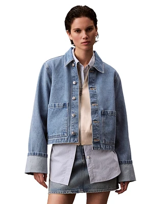 Calvin Klein Jeans Women's Cuffed Long-Sleeve Denim Jacket