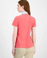 Tommy Hilfiger Women's Mixed-Media Polo Shirt