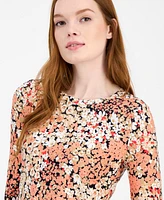 Tommy Hilfiger Women's Floral-Print Ruched-Sleeve Top