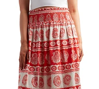 Bcx Juniors' Printed Linen-Blend Maxi Skirt