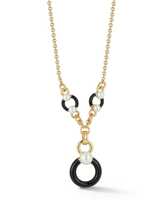 Rachel Zoe Gold Plated Vintage Pearl Lariat Necklace