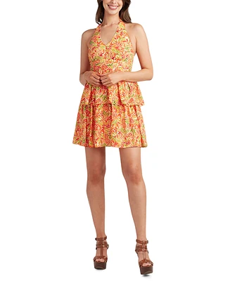Bcx Juniors' Printed Halter-Style Mini Dress