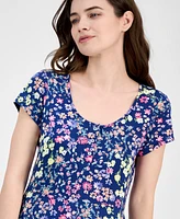 Sandra Darren Women's Floral-Print Scoop-Neck Dress