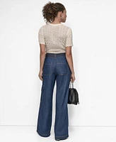 Dkny Womens Textured Top Lightweight Wide Leg Jeans