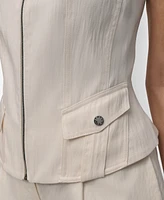 Dkny Women's Weathered Zip-Up Vest