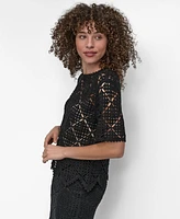 Dkny Women's Crocheted Short-Sleeve Sweater