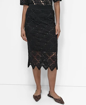 Dkny Women's Crocheted Midi Sweater Skirt