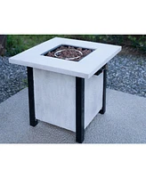 25" Outdoor Propane Fire Pit Table: 50,000 Btu with Charcoal Grain Design