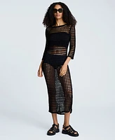 Kenneth Cole Women's Crocheted-Mesh Midi Dress