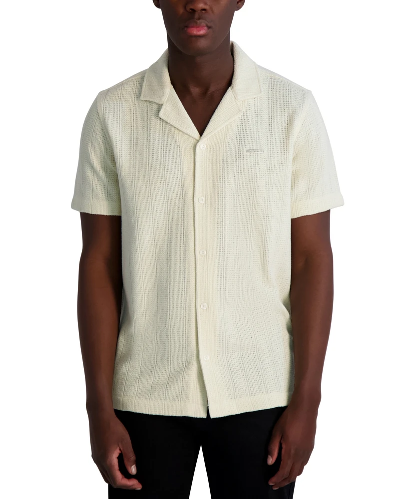 Karl Lagerfeld Paris Men's Short Sleeve Knit Woven Shirt