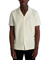 Karl Lagerfeld Paris Men's Short Sleeve Knit Woven Shirt