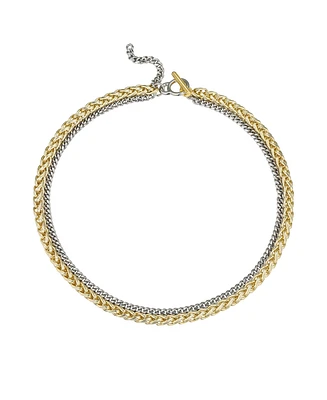 Macy's Two-Tone Chain Textured 14K Gold Plate Necklace