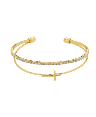 Unwritten Cubic Zirconia Cross Cuff Bracelet