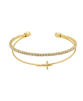 Unwritten Cubic Zirconia Cross Cuff Bracelet