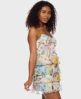 Alex & Sophia Juniors' Floral-Print Corset Mini Dress
