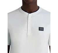 Karl Lagerfeld Paris Men's Three-Button Logo Henley T-Shirt