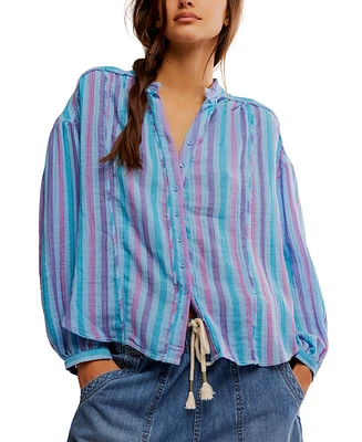 Free People Women's Striped Valley Double-Cloth Shirt