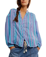 Free People Women's Striped Valley Double-Cloth Shirt