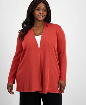Anne Klein Plus Open-Front Napa Cardigan