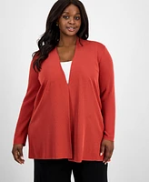 Anne Klein Plus Open-Front Napa Cardigan