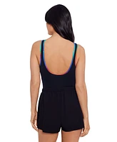 Shape Solver Sport by Mimi Flamingo Women's Zip-Up One-Piece Swimsuit