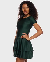 B Darlin Juniors' Cutout-Back Tiered Mini Dress