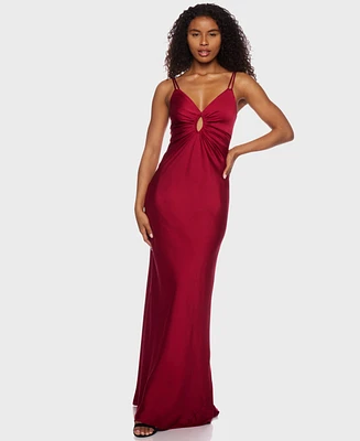 Alex & Sophia Juniors' Satin Keyhole Gown