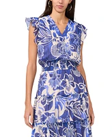 Msk Women's Flutter-Sleeve Smocked-Waist Maxi Dress