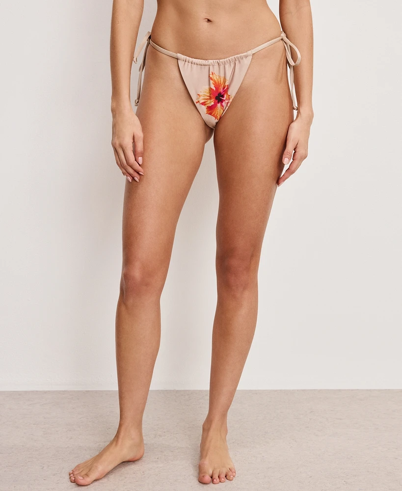 Good American Women's Satin Tiny-Ties Floral Bikini Bottoms