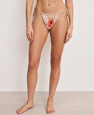 Good American Women's Satin Tiny-Ties Floral Bikini Bottoms