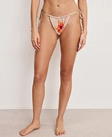 Good American Women's Satin Tiny-Ties Floral Bikini Bottoms